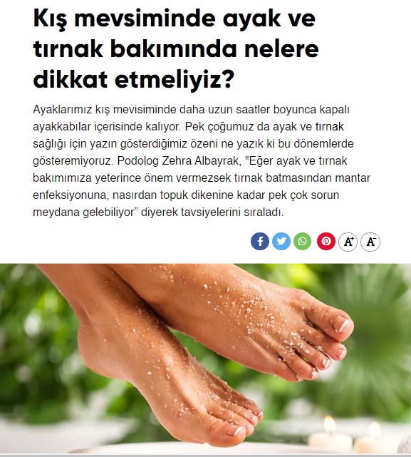 milliyet, pembenar, kış mevsimi, ayak bakımı, zehra albayrak